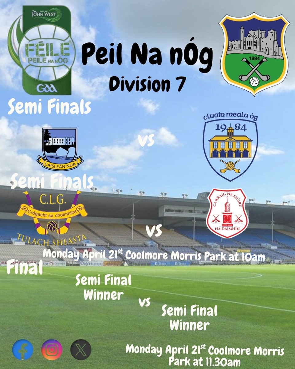 A great day of football is promised again on Monday in Coolmore Morris Park. Please note a €5 charge applies on the gate too 📷