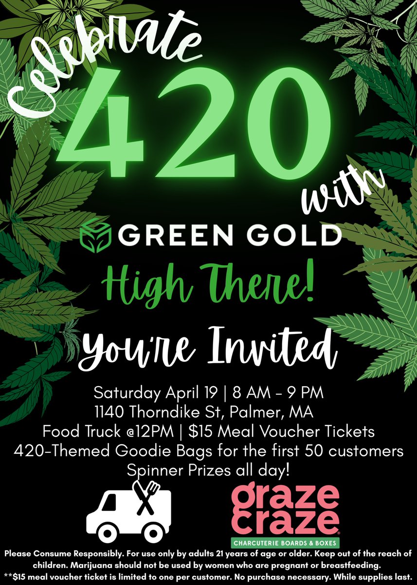 GreenGoldGroup's tweet photo. You're invited! Join us today at one of our three locations to celebrate 420! https://t.co/ch4u4CyeXl