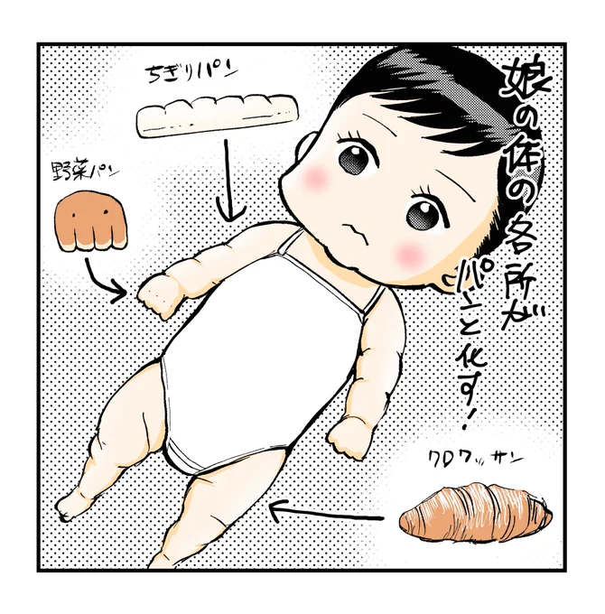 漫画家育児漫画その6
娘の身体がムチムチでパン化してきました🥖
#漫画家育児漫画 