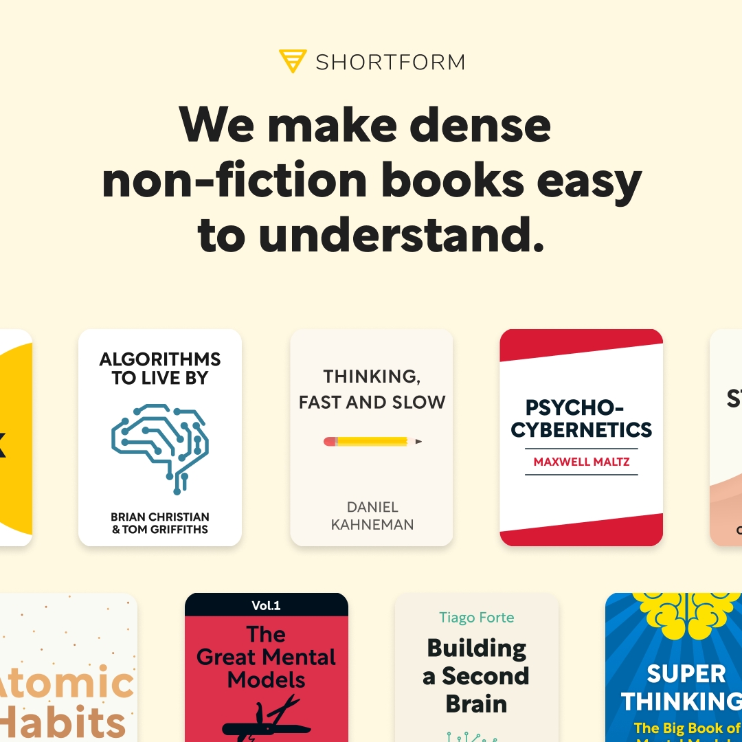 Feeling stuck? Shortform's like a brainpower booster shot!  Get key takeaways from bestsellers in minutes. ⏱️ Unlock your hidden potential &amp; achieve anything! 🌟 5 days free + 20% off! iapdw.com/sf