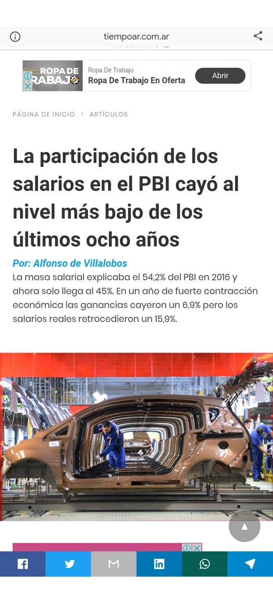 EsterLinaLanzi's tweet photo. @CFKArgentina Veamos que el mayor porcentaje de participación de los asalariados en el PBI, lo logra Cristina con el 53,2%.
Sigue Perón en 1954 con el 49%, y en 1974, con el 48%.
Y no son números de CFK, sino de una Fundación. https://t.co/soEYxawGOw