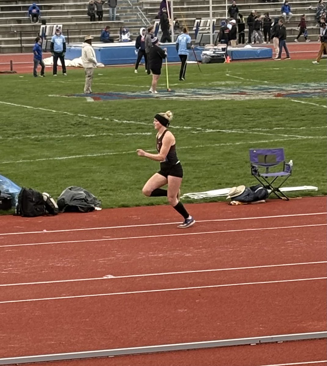 Spartan Paige Newland on the long jump runway at the Kansas Relays