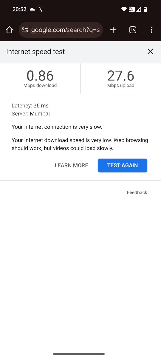 _Sbhardwaj's tweet image. Still unresolved @JioCare! JioAirFiber (2513594071) slow at 0.86 Mbps since 14.4.25—5 days now (see screenshot). Claiming ‘working on it’ is a joke! Stop stalling, and don’t bill me for 14-18.4.25! #JioFiber #UnacceptableService”