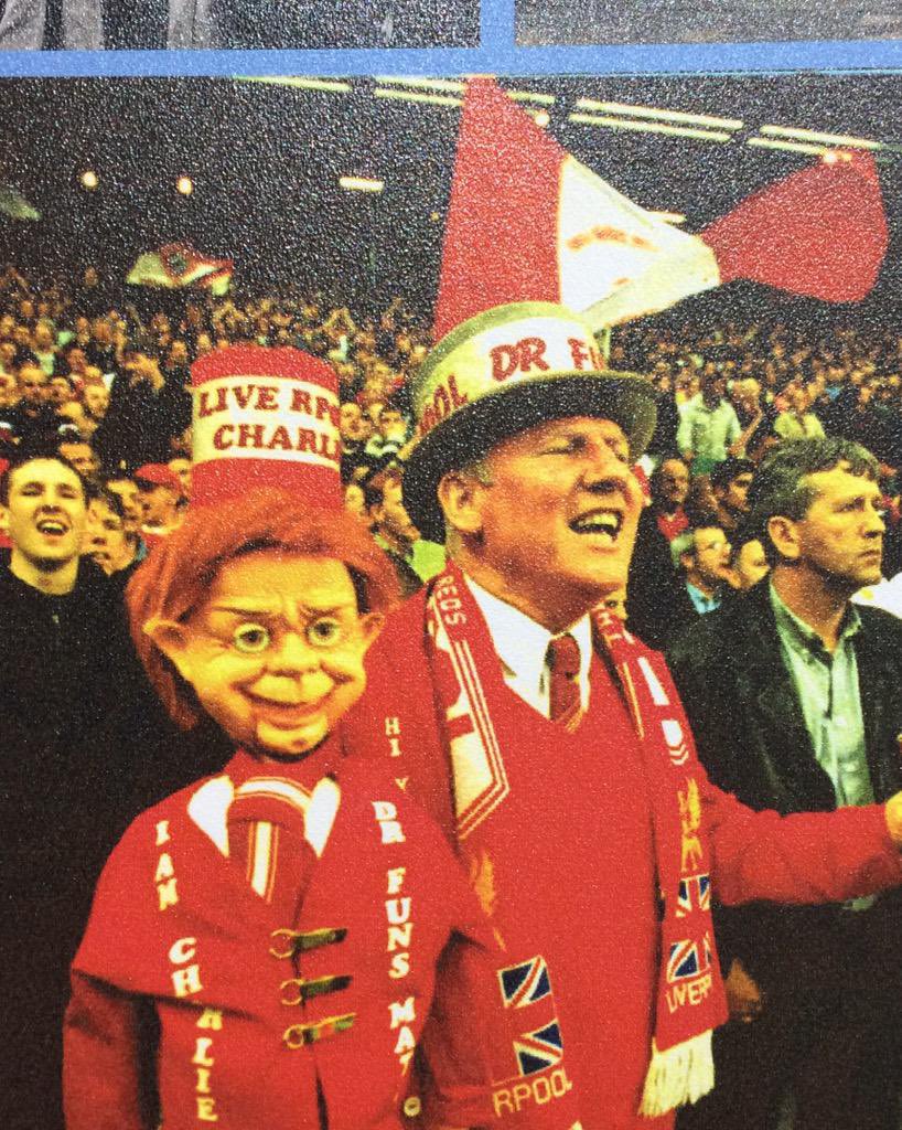 lfcgradyspage's tweet photo. Lenny Campbell (Dr Fun) &amp; his puppet Liverpool Charlie.

#lfc #ynwa #anfield https://t.co/ohZQa1Vis4