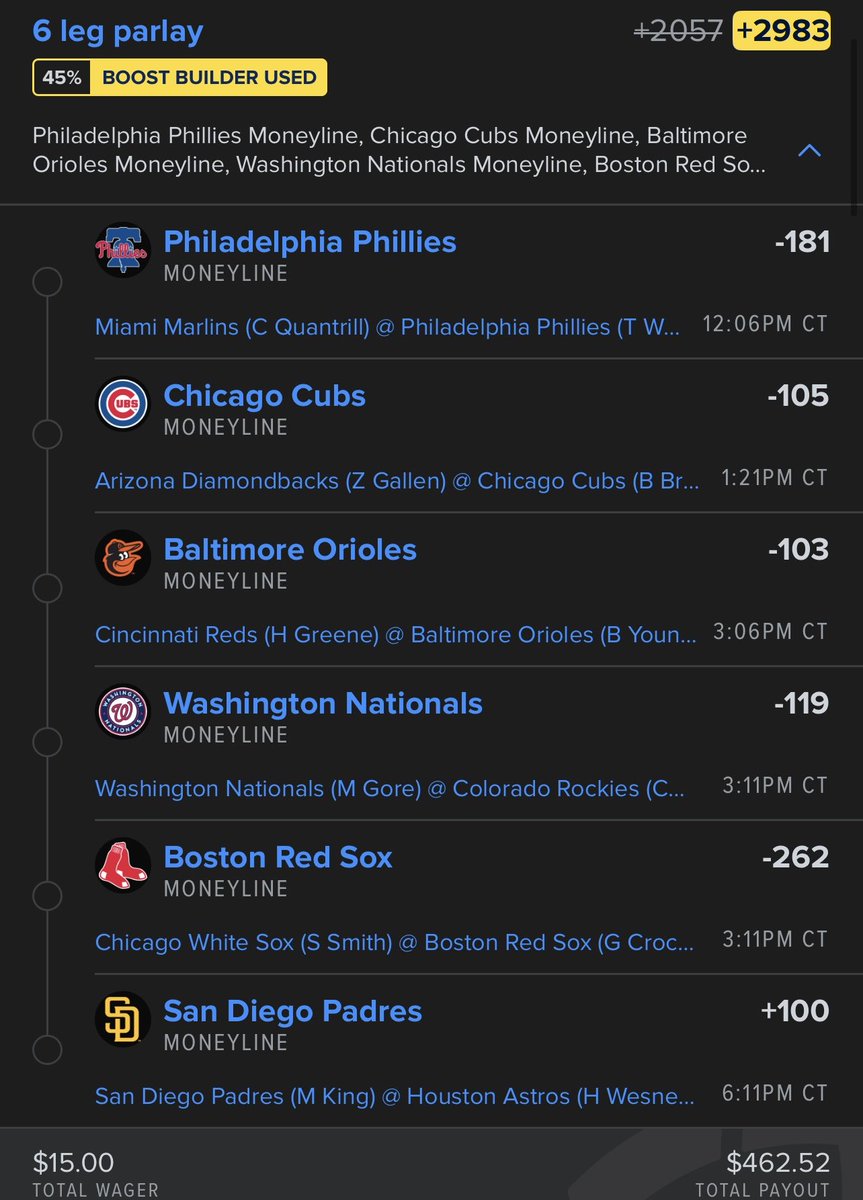 BuildRoll24's tweet photo. #MLB #BoostBuilder #FanDuel #Boost #Moneyline #Parlay https://t.co/mSRToER2Wx