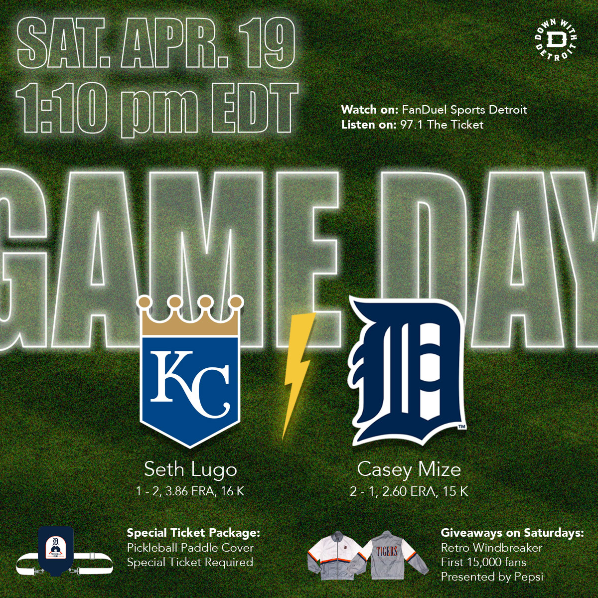 downwithdetroit's tweet photo. Game day in the D and Casey Mize is on the mound 🐅🔥
Let’s keep that energy rollin’ and show KC how @tigers does Saturdays.
Watch the game @FanDuelSN_DET and listen on @971theticketxyt
#GameDay #DetroitTigers #CaseyMize #TigersBaseball #DownWithDetroit #MotownPride #313Vibes #MLB