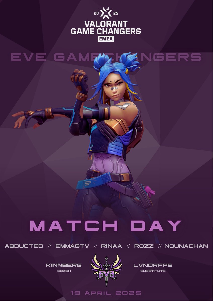 It is Match day! 
We are playing three matches in VCT GC EMEA Contenders Series 1 today.

GLHF 💜