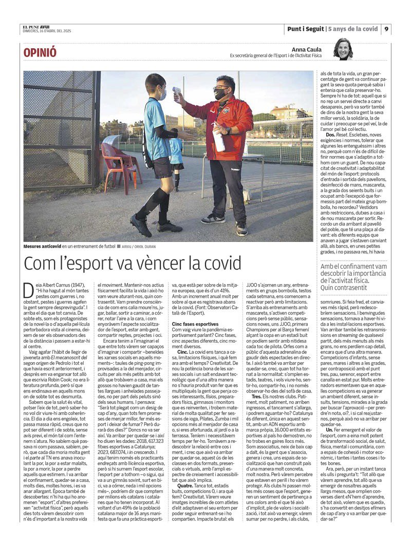 Anna Caula (@anna_caula) on Twitter photo 📴 Temps que ho varen fer trontollar tot \ què va passar i què n’ha quedat.
✴️Durant la COVID vàrem entendre la importància de l’activitat física, quin contrasentit.
<a href="/elpuntavui/">El Punt Avui 🎗️</a> 📴 Temps que ho varen fer trontollar tot \ què va passar i què n’ha quedat.
✴️Durant la COVID vàrem entendre la importància de l’activitat física, quin contrasentit.
<a href="/elpuntavui/">El Punt Avui 🎗️</a>