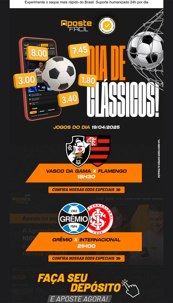 Betmais_'s tweet photo. Aproveite os vários bônus e promoções exclusivas com as MELHORES COTAÇÕES do #AposteFacil se cadastrando no link ⬇️:

🔗: https://t.co/XOOnZ9fYwm

Depósitos e Saques IMEDIATOS via Pix 

#Brasileirão2025 #NBAnaESPN #tips #NBAnoPrimeVideo #brasileirãonarecord #apostas #bet https://t.co/rjHNU7eP2t