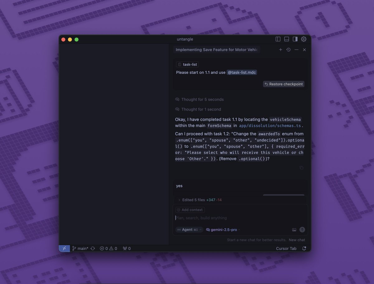 Example of starting on a task with process-task-list.md