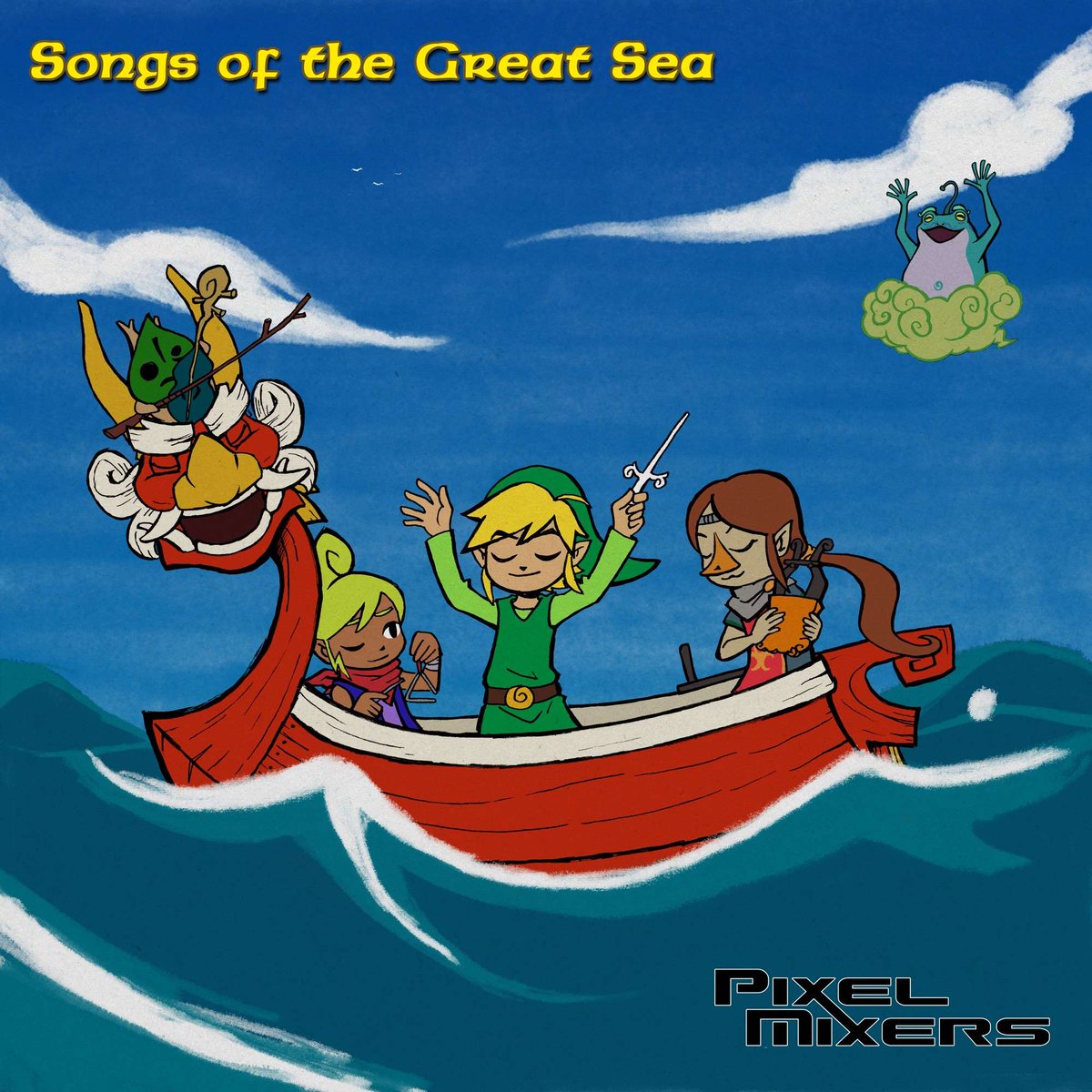 What is next for Pixel Mixers ?
Our next album "Songs of the Great Sea" is a tribute to #Zelda #WindWaker music! 
It will features 30 arrangements from that iconic OST.

Art is WIP by <a href="/BG_Pixlarn/">Biggi</a> 
Album organiser is <a href="/DeweyNewtMusic/">Dewey Newt</a>