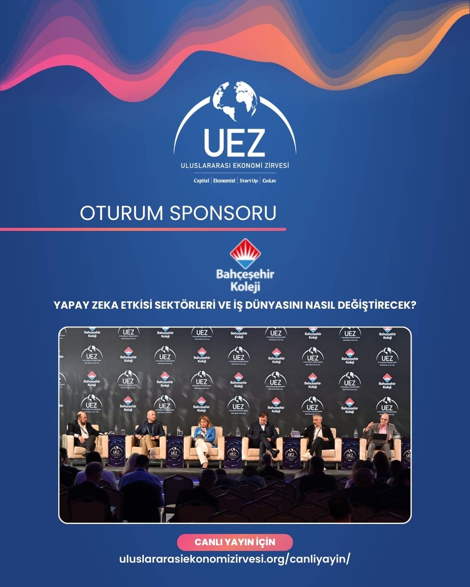 Uluslararası Ekonomi Zirvesi'nde “Yapay Zeka Etkisi Sektörleri Ve İş Dünyasını Nasıl Değiştirecek?” konulu oturum Bahçeşehir Koleji sponsorluğunda devam ediyor.

“Yapay Zeka Etkisi Sektörleri Ve İş Dünyasını Nasıl Değiştirecek?” isimli panelde;

Moderatör:
🟢 Sina Afra - TİKO