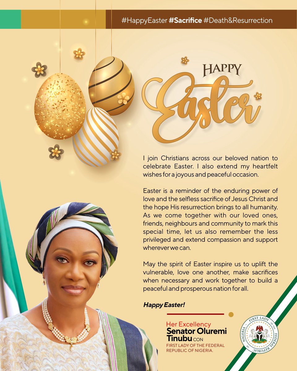 I join Christians across our beloved nation to celebrate Easter. I also extend my heartfelt wishes for a joyous and peaceful occasion.
 
Easter is a reminder of the enduring power of love and the selfless sacrifice of Jesus Christ and the hope His resurrection brings to all