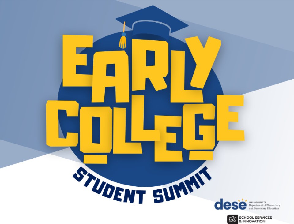 Early College students and educators are invited to the 2025 Massachusetts Early College Student Summit on 5/8 from 10-2. Join for student panels, keynotes, breakout sessions. Register: ow.ly/WFPa50VBWqC #MaEdu #EarlyCollege #Pathway2Careers #CollegeAndCareerReady