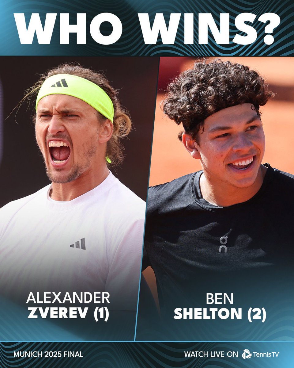 TennisTV's tweet photo. No. 1 vs No. 2 🔥 Alexander Zverev and Ben Shelton will face off for the #BMWOpen title! https://t.co/1L5S3apABu