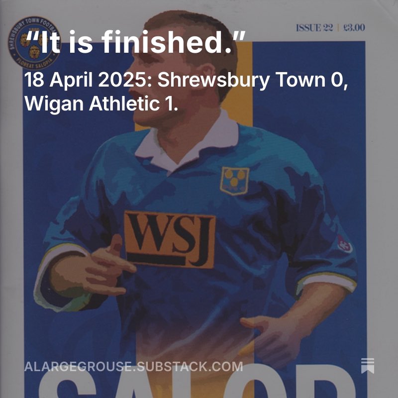 Salop_Ian's tweet image. From your delight and entertain A Large Grouse 🥃 brings you a match day sketch of the end of the world.
#Salop v #WAFC
🟦🟧🟦🟧🟦🟧🟦
open.substack.com/pub/alargegrou…