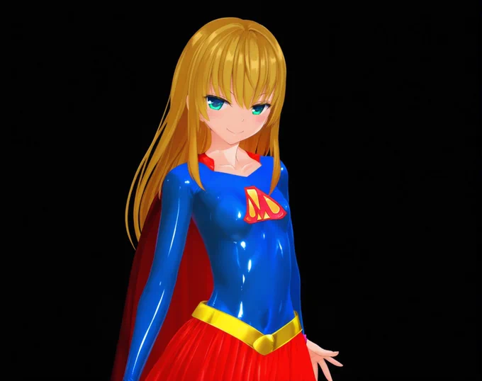 アヤラスタさん家のメスガキ系ヒロインの3Dモデルが完成したので補正してみる。©:改良型テクスチャを使用した甲斐あって緩めの補正でもいい感じにテカってくれている 