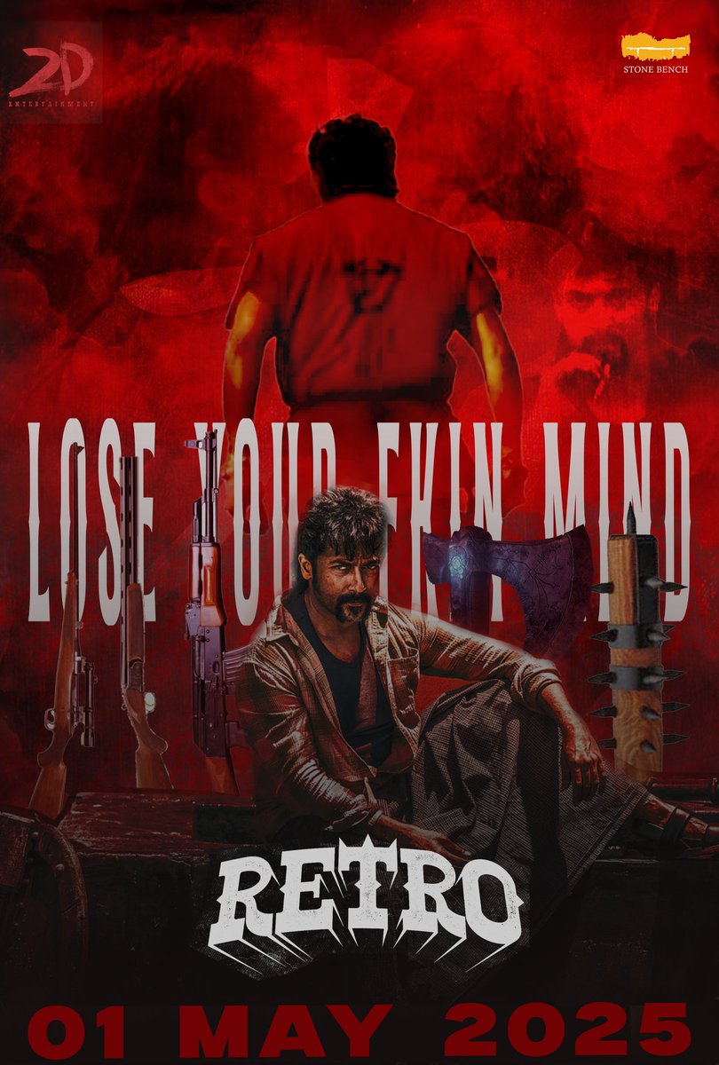 CineUpdateV2's tweet photo. Here's a Simple Poster for #Retro💥
#TheOneFromMayOne
#RetroFromMay1
@Janus__Editz @2D_ENTPVTLTD @YoursNGK11 @Suriya_offl @SuryaFansTeam @21ddharth
@karthiksubbaraj @stonebenchers https://t.co/JCLGc7GHyR