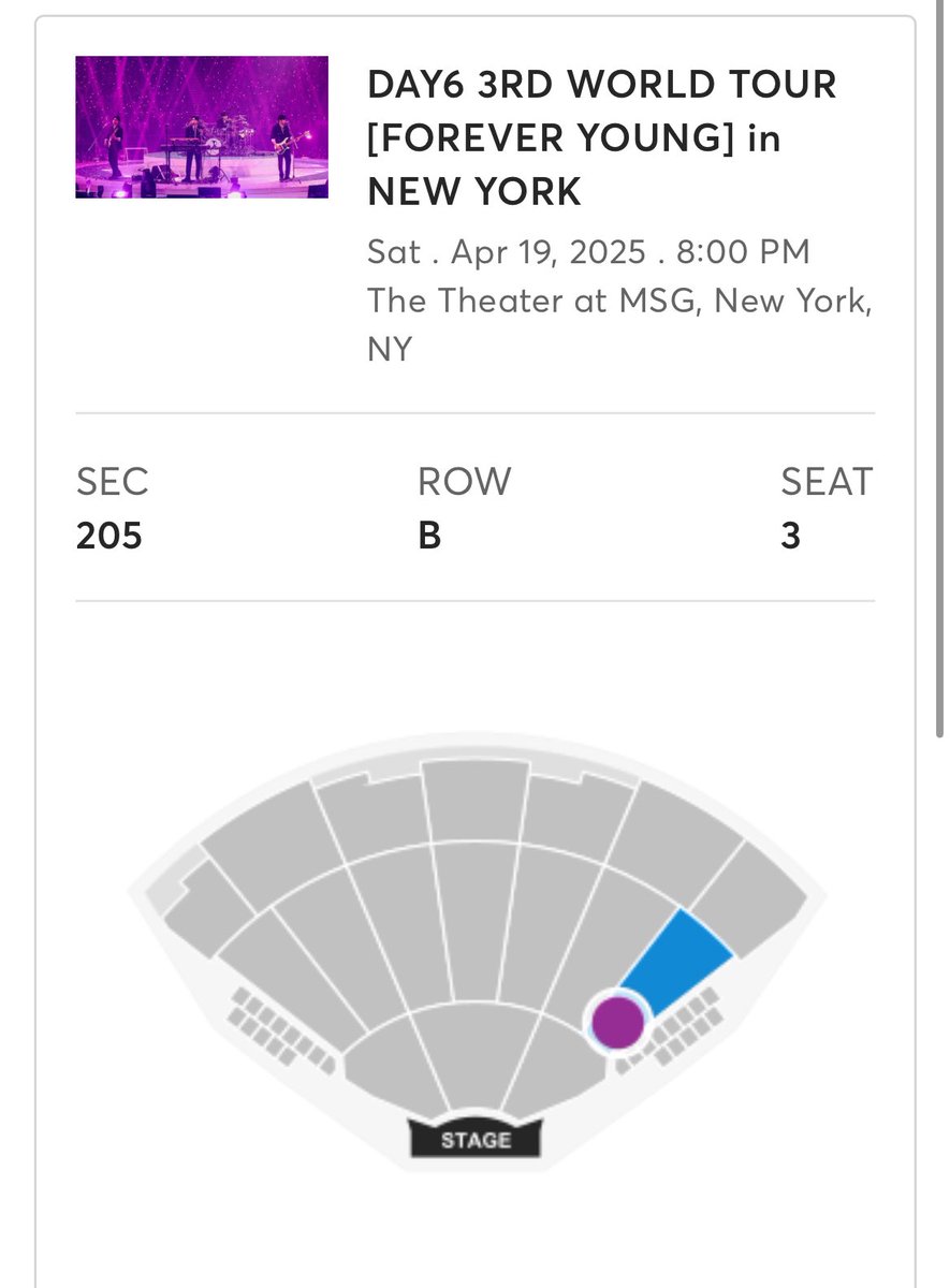 TTae1997's tweet photo. WTS Day6 concert ticket at The Theater at MSG. $350. I’m sick and cannot go https://t.co/8fy3w6oWkG