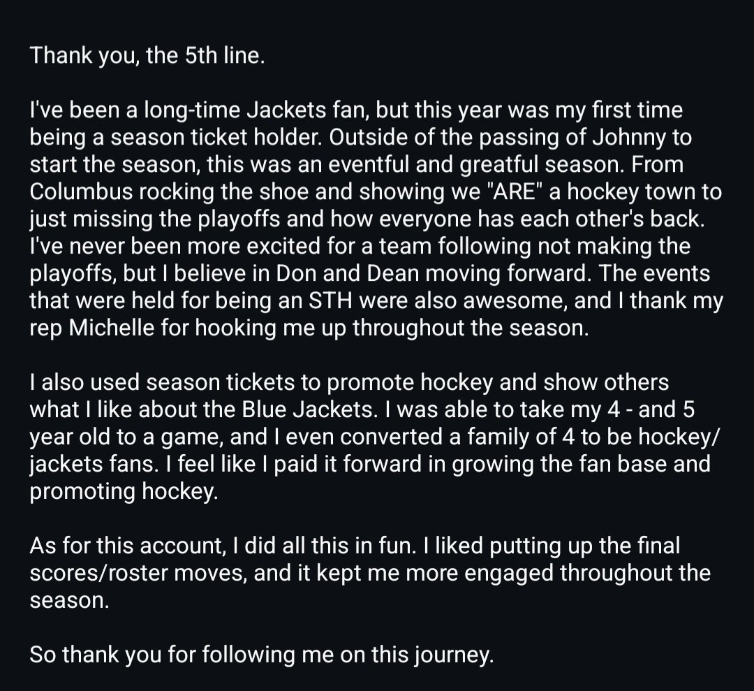 CBJFootSoldier's tweet image. Thank you, 5th line. 
#CBJ #WeAreThe5thLine #Columbus #Ohio #BlueJackets #NHL #5thLine #BOOMTOWN #BattleOn