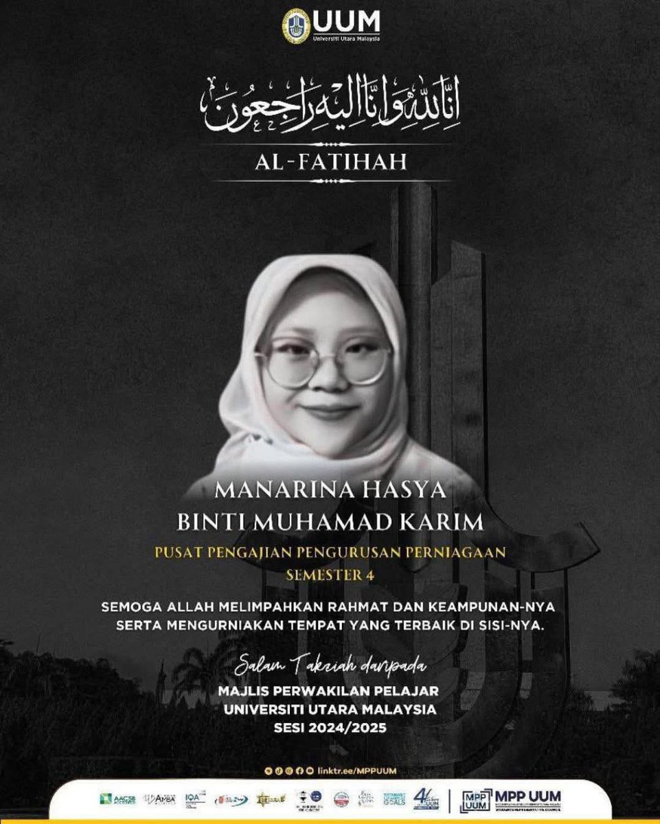 mynewshub's tweet photo. Pelajar UUM maut dilanggar bas kampus

KUBANG PASU – Seorang pelajar Universiti Utara Malaysia (UUM) maut selepas dilanggar sebuah bas kampus dalam kejadian tragis yang berlaku di hadapan perhentian bas Jalan Persiaran Perdana, UUM pada Sabtu.

Ketua Polis Daerah Kubang Pasu, Superintendan Mohd Radzi Abdul Rahim berkata, mangsa Manarina Hasya Muhamad Karim, 22, disahkan meninggal dunia pada jam 6.30 petang ketika menerima rawatan di Hospital Sultanah Bahiyah, Alor Setar.

Katanya, kejadian berlaku sekitar jam 8.45 pagi dan melibatkan dua buah bas milik syarikat yang sama.

“Siasatan awal mendapati kemalangan berlaku apabila bas pertama sedang berhenti di perhentian untuk mengambil penumpang sebelum dilanggar dari belakang oleh bas kedua.

“Impak pelanggaran menyebabkan bas hadapan menggelongsor ke depan dan melanggar besi penghadang jalan, sebelum menghimpit mangsa yang sedang menunggu giliran untuk menaiki bas berkenaan,” katanya dalam kenyataan di sini pada Sabtu.

Menurutnya, mangsa yang berasal dari Johor mengalami kecederaan serius dan dikejarkan ke hospital, namun disahkan meninggal dunia beberapa jam kemudian.

“Kedua-dua pemandu bas, masing-masing berusia 32 dan 37 tahun, tidak mengalami sebarang kecederaan.

“Kes disiasat di bawah Seksyen 41(1) Akta Pengangkutan Jalan 1987 kerana menyebabkan kematian akibat kemalangan jalan raya. Pihak polis menyeru saksi kejadian untuk tampil memberikan maklumat bagi membantu siasatan,” jelasnya.

ROSHILA MURNI ROSLI
19 April 2025 10:17pm

Artikel ➡️ Sinar Harian