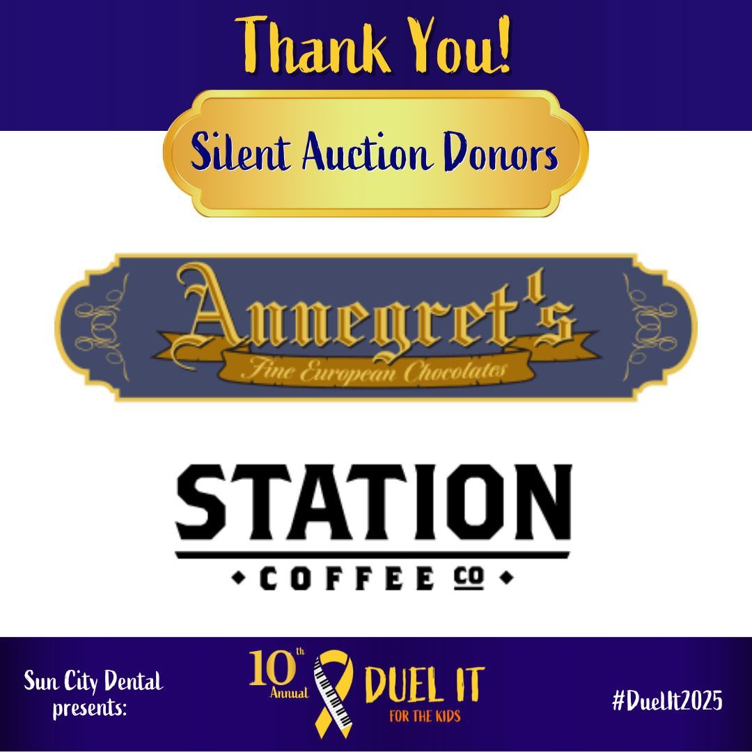 Thanks a latte to Station Coffee Company (coffee &amp; pastry parties) and Annegret's Chocolates (chocolate treats) for sweetening up our auction! You made community and connection the real prize. #DuelIt2025 #DonationsMatter