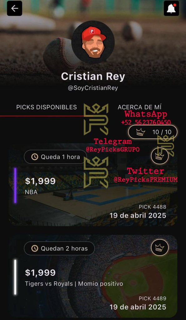 PickCristianRey's tweet photo. 💥 CARTELERA COMPLETA, 9 JUGADAS DE CRISTIAN REY 🤴🍾

Precio en la app: $18,000 MXN ❌
Conmigo las TIENEN TODAS  $2,490 pesitos ✅

Regalaré estas jugadas a 5 de ustedes que dejen su like en este tweet (chequen sus mensajes) ❤️❤️❤️ https://t.co/tg2zUjruDU