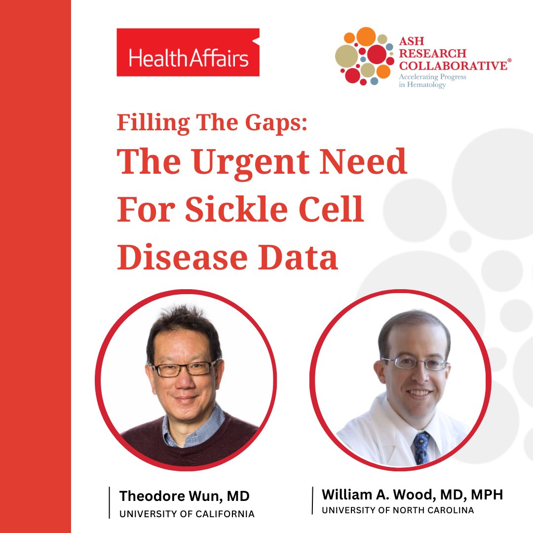 Sickle cell disease is the most common inherited blood disorder in the U.S.—but we still don’t have the data we need to fully understand it. 

Drs. Wun and Wood urge investment in real-world data systems for better care. 🔗 Read: healthaffairs.org/content/forefr…  

#Hematology #SickleCell
