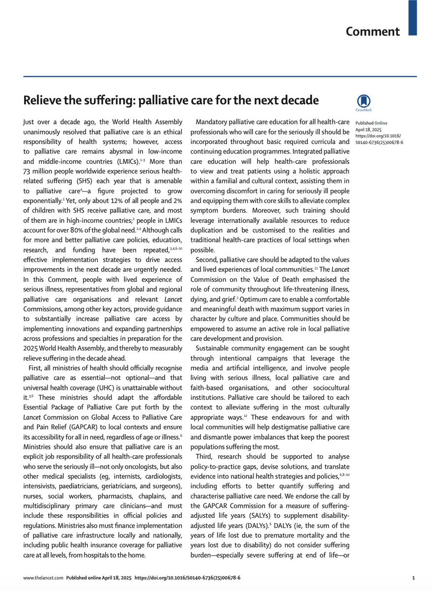 Felicia Knaul (@feliciaknaul) on Twitter photo In our Comment <a href="/TheLancet/">The Lancet</a> provide guidance to substantially increase #palliativecare access by implementing innovations & expanding partnerships across professions and specialties in preparation for the 2025 <a href="/WHO/">World Health Organization (WHO)</a> Assembly, & thereby to measurably relieve suffering in the decade In our Comment <a href="/TheLancet/">The Lancet</a> provide guidance to substantially increase #palliativecare access by implementing innovations & expanding partnerships across professions and specialties in preparation for the 2025 <a href="/WHO/">World Health Organization (WHO)</a> Assembly, & thereby to measurably relieve suffering in the decade