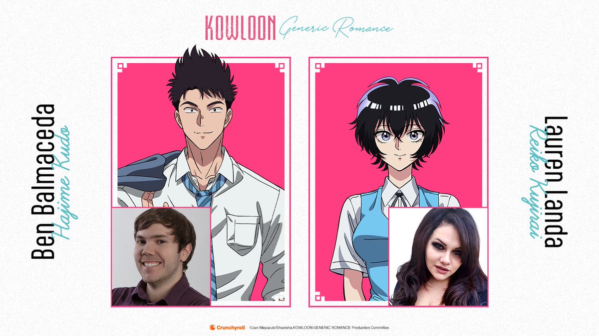 Crunchyroll (@crunchyroll) on Twitter photo The English dub for Kowloon Generic Romance begins tomorrow! ❤️
Reiko - <a href="/Lauren_A_Landa/">Lauren Landa</a>
Kudo - <a href="/benbevoicing/">Ben Balmaceda</a>
✨ CAST & CREW: got.cr/KowloonDub The English dub for Kowloon Generic Romance begins tomorrow! ❤️
Reiko - <a href="/Lauren_A_Landa/">Lauren Landa</a>
Kudo - <a href="/benbevoicing/">Ben Balmaceda</a>
✨ CAST & CREW: got.cr/KowloonDub