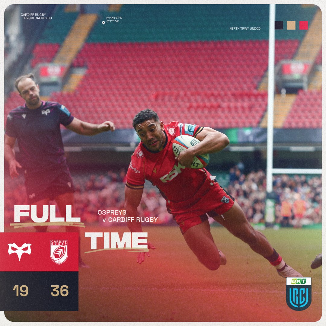 What a game! It was squeaky bum time for a minute, but two late tries complete the victory.

We take five points back to the Arms Park, and remain in the Race to the Eight. 

#YmlaenCaerdydd 💙🖤