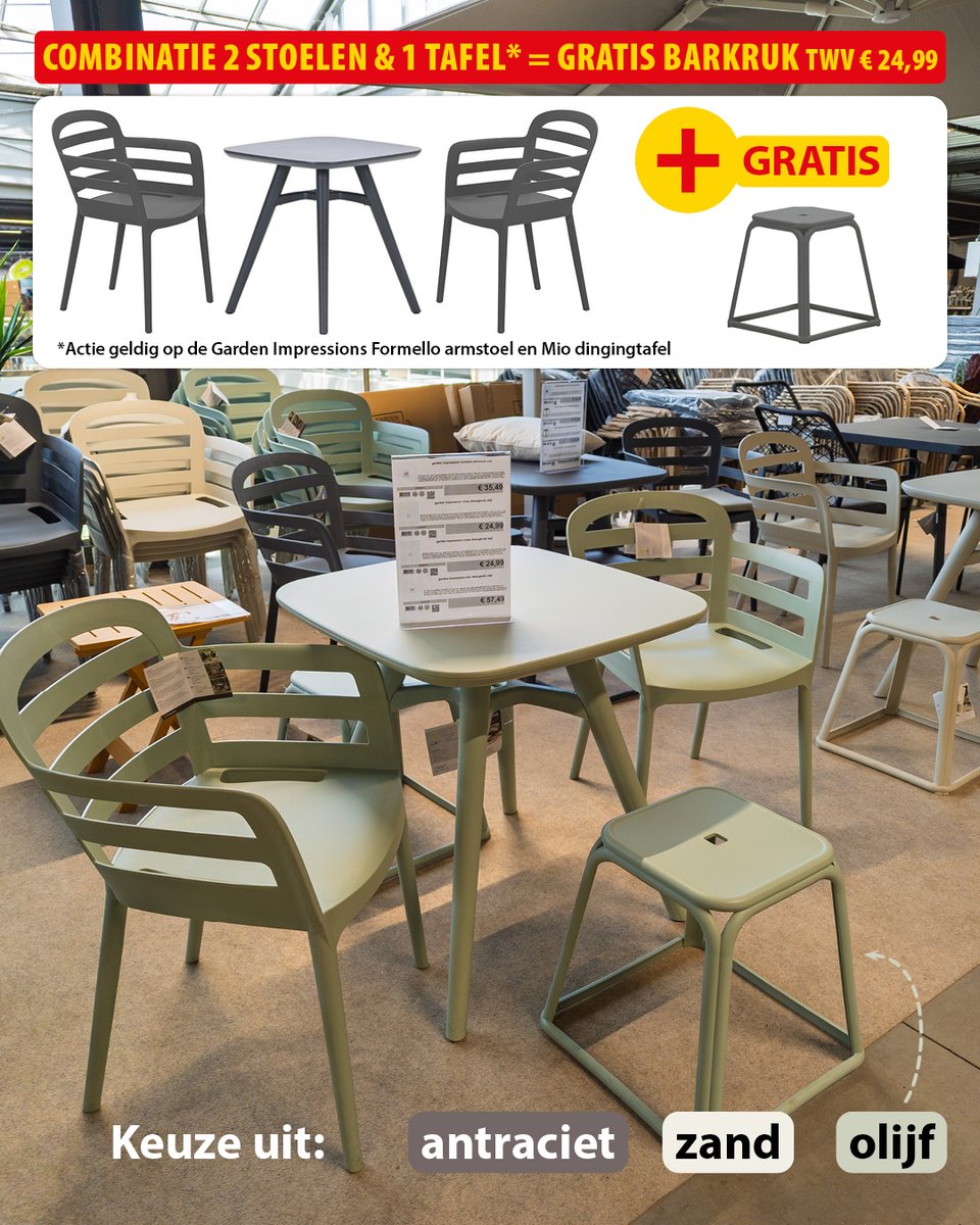 pelckmans's tweet photo. Nog opzoek naar een compacte tuinset voor je terras? Koop nu 2 Fermello armstoelen en een Mio diningtafel van Garden Impressions en krijg de bijpassende barkruk er gratis biij! Beschikbaar in 3 kleuren.
*actie onder voorwaarden https://t.co/uWRCvgrq2P