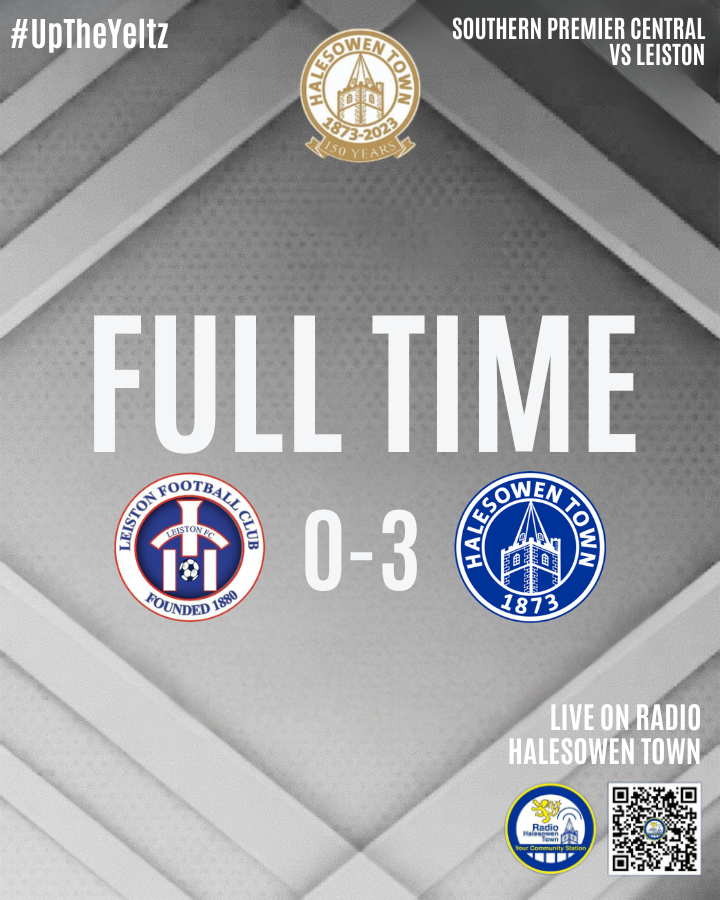 halesowentownfc's tweet photo. FULL TIME

🔵Leiston 0-3 Halesowen⚪️

A thumping 3-0 victory thanks to a brace from Tee and one from Donnelly puts us on the verge of a place in the top 5! A brilliant performance after three without a win. Telford to come at The Grove!

#UpTheYeltz | #LEIHAL https://t.co/MafIC84Oze