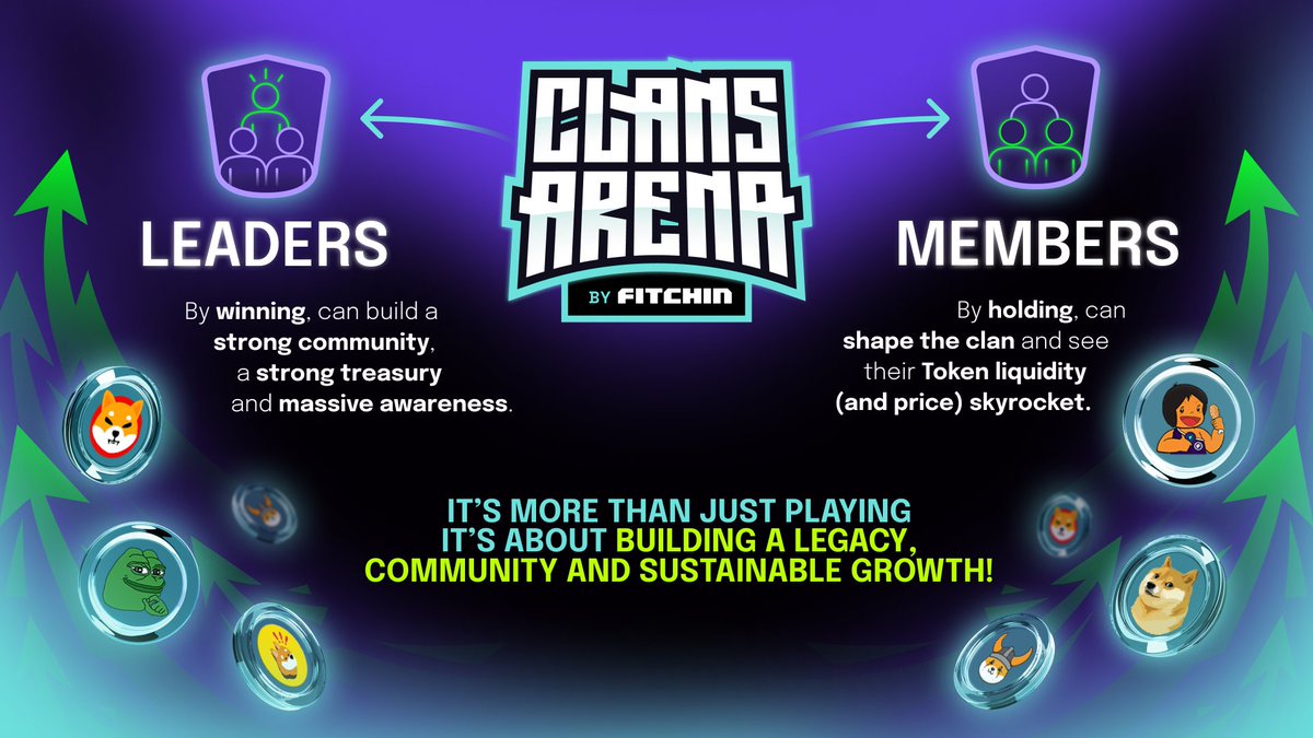 Clans Arena Season 1 – Coming Soon! 🥳⚔️ 

The ultimate battleground where gaming communities compete for prize pools and rewards! 

Your Clan’s token powers the competition. 

Whether you're rallying your crew or climbing the ranks, you’re always in the fight for rewards and