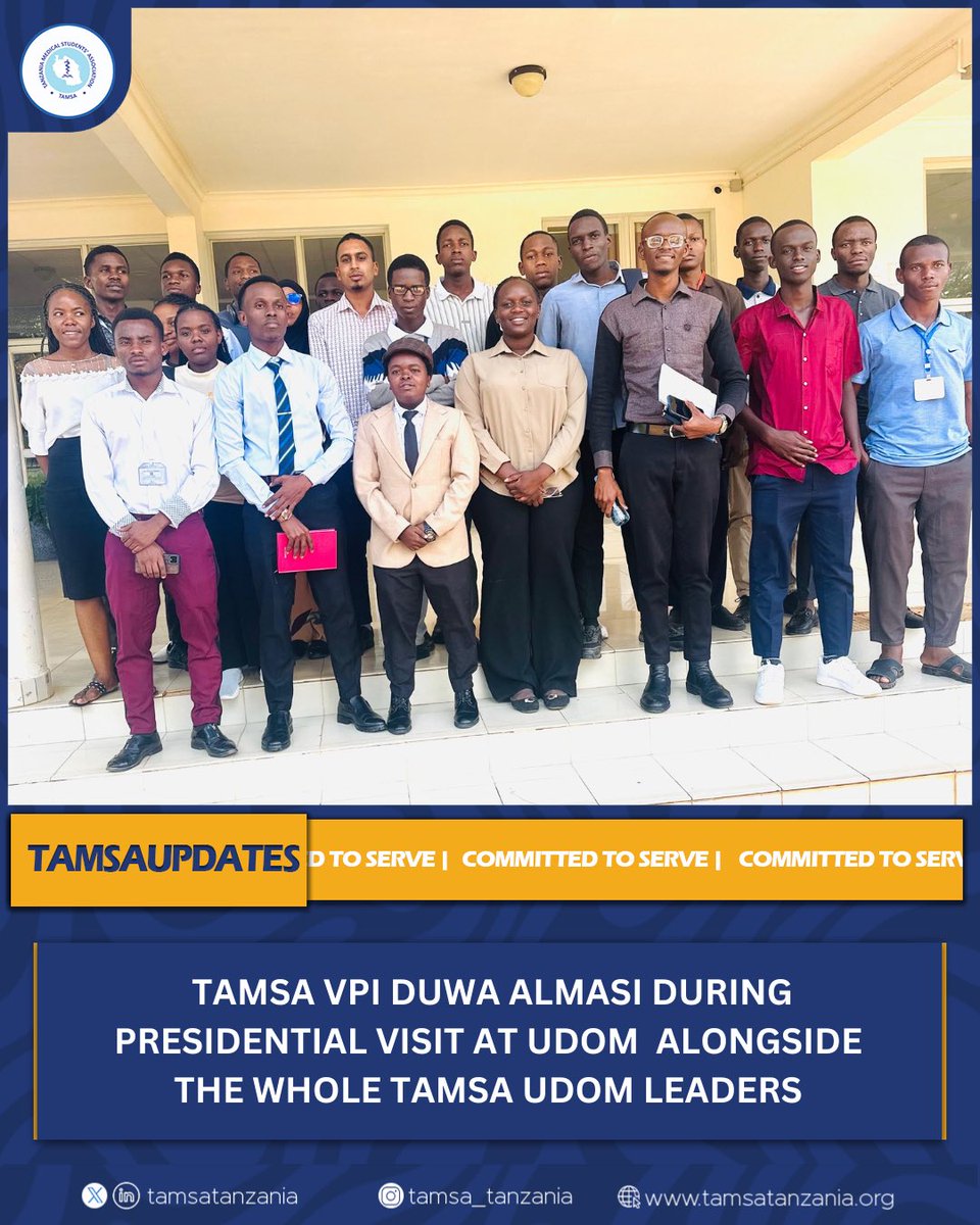 TAMSA Vice President Internal, Duwa Almasi, during the presidential visit at UDOM alongside the TAMSA UDOM Executive Committee and other leaders