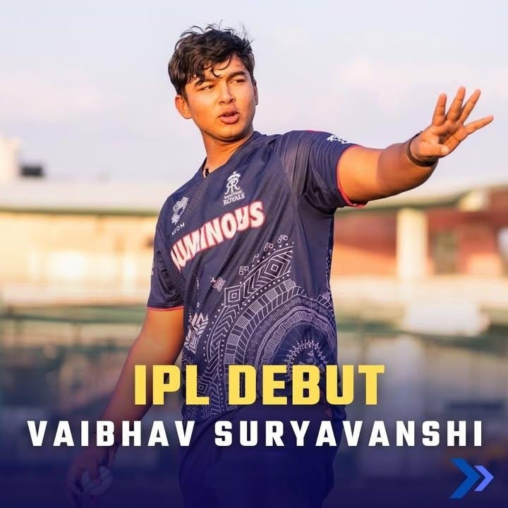 TINKU7744's tweet photo. VAIBHAV SURYAVANSHI SMASHED FIRST BALL FOR A SIX ON HIS IPL DEBUT 💖😘🥰 https://t.co/VSHzJfrgwx