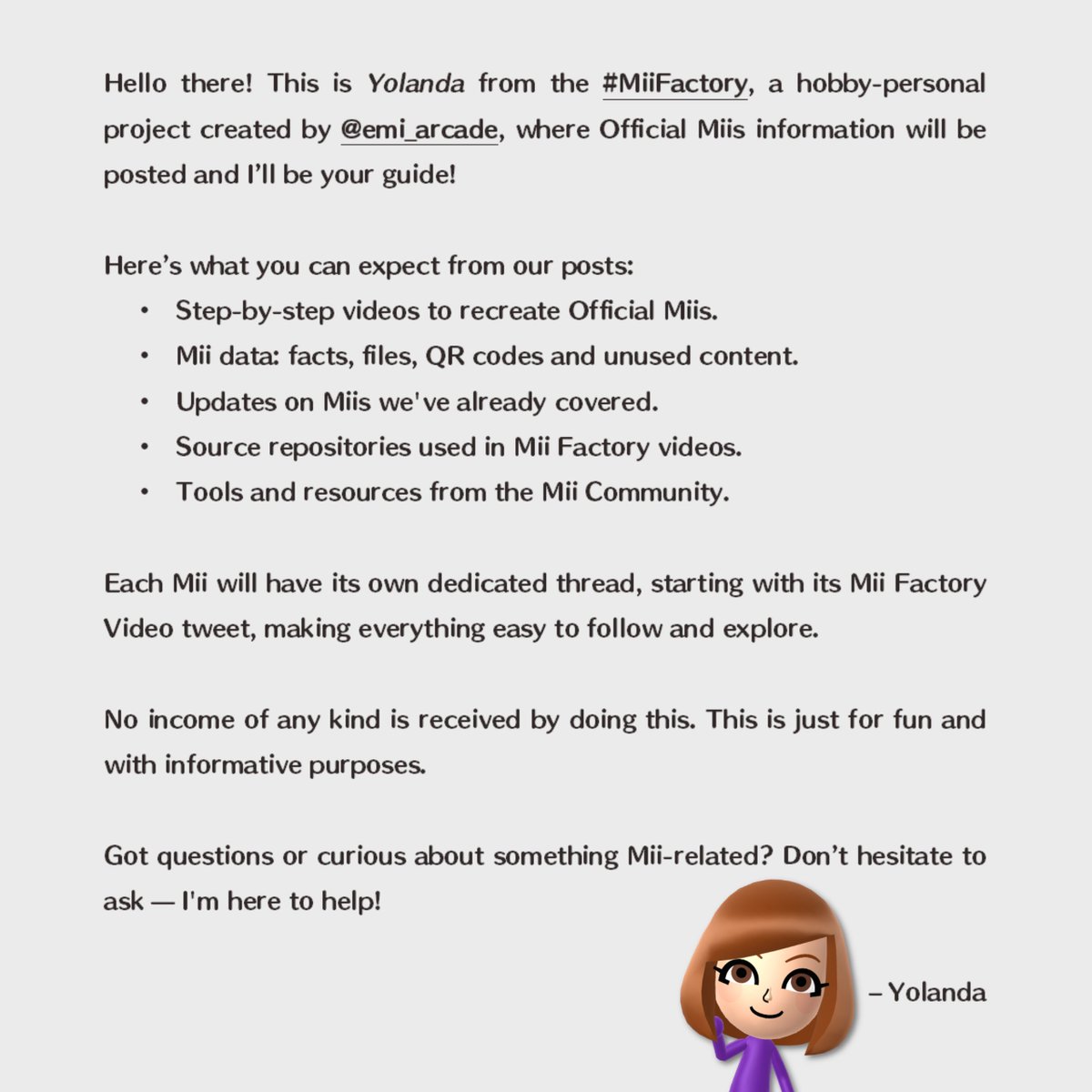Mii_Factory's tweet image. Welcome to the #MiiFactory!