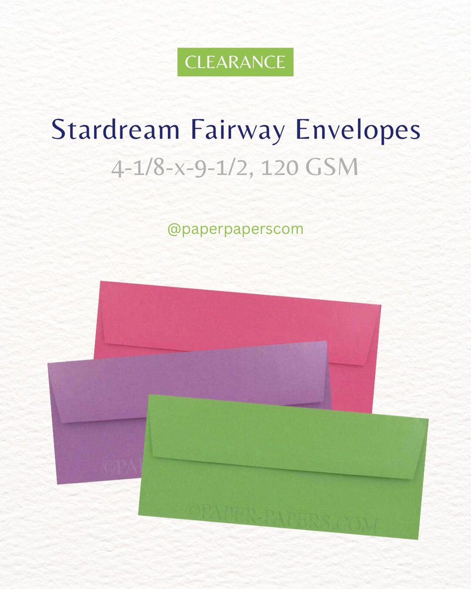 paperpapers's tweet image. Looking for colorful envelopes at a discount? Check out the wide range of shades available in our Clearance Section—perfect for any occasion. Don’t miss out on these great deals!

Clearance Section:
paperpapers.com/clearance.html

#Clearance #Envelopes #MetallicEnvelopes