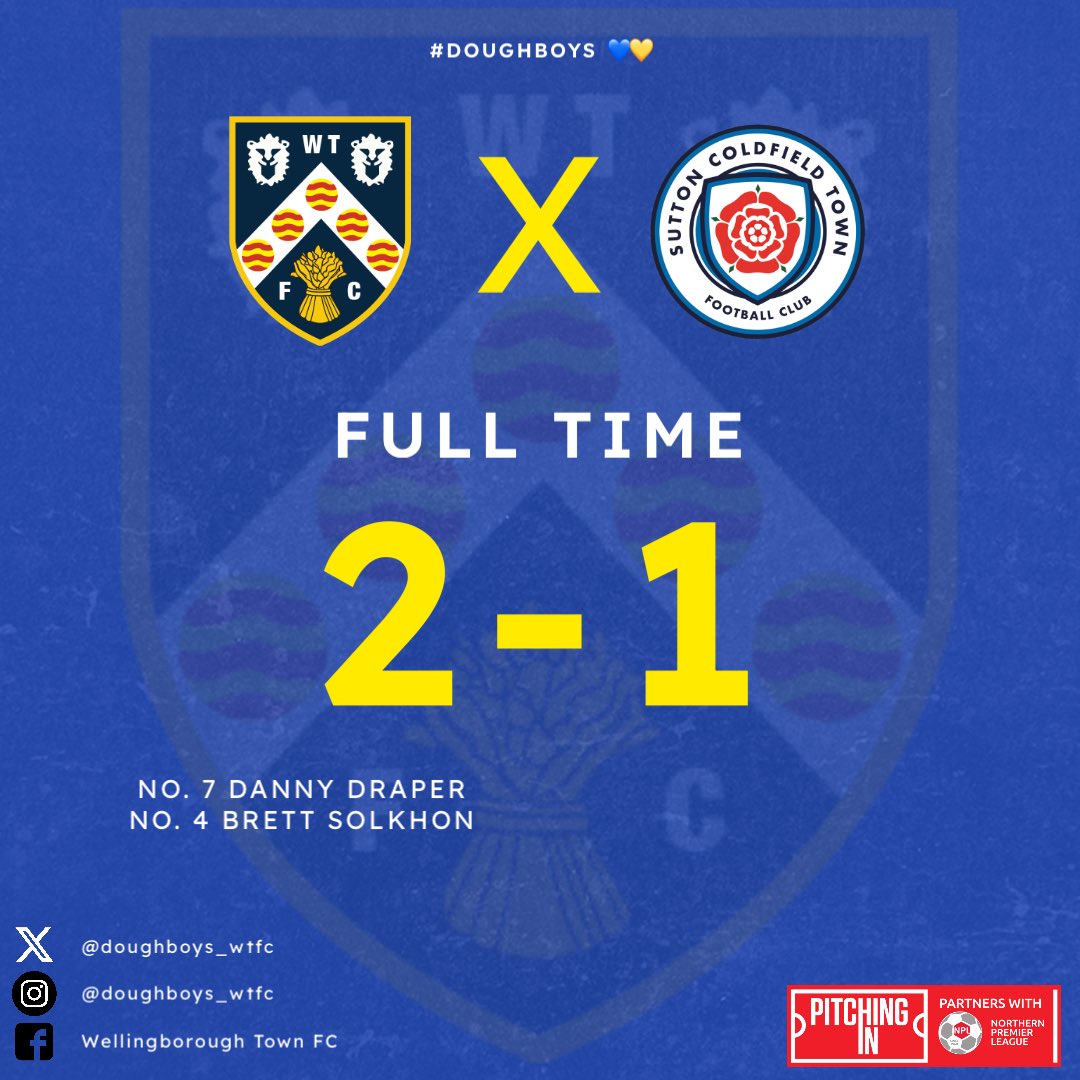Full Time.

The Doughboys found themselves down to 10 for the second week running, this time we come out on top thanks to a last gasp header from the veteran Solkhon.

2 games remaining.

<a href="/NorthernPremLge/">The Pitching In Northern Premier League</a> 

#Doughboys💙💛