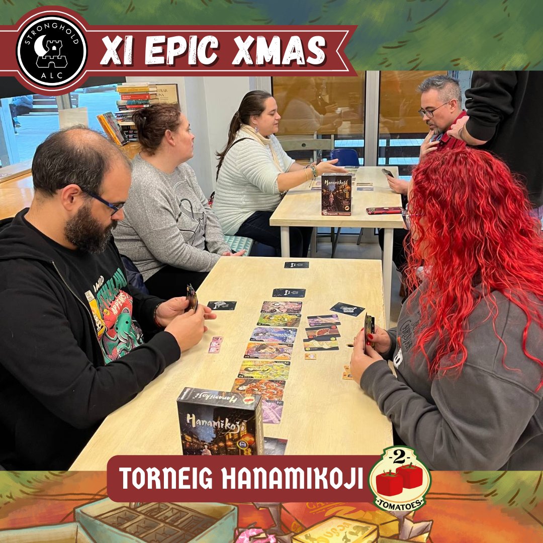 ALC_Stronghold's tweet photo. Fotos del #torneig de #Hanamikoji al #XIEpicXmas! Un joc d'1vs1 de gestió de mà i influència 🎋 Gràcies a @2TomatoesGms per patrocinar-ho i enhorabona al guanyador! 🥰
#jocsdetaula #epicxmas #femhoepic #torneigjocsdetaula https://t.co/zEYT38kYrC