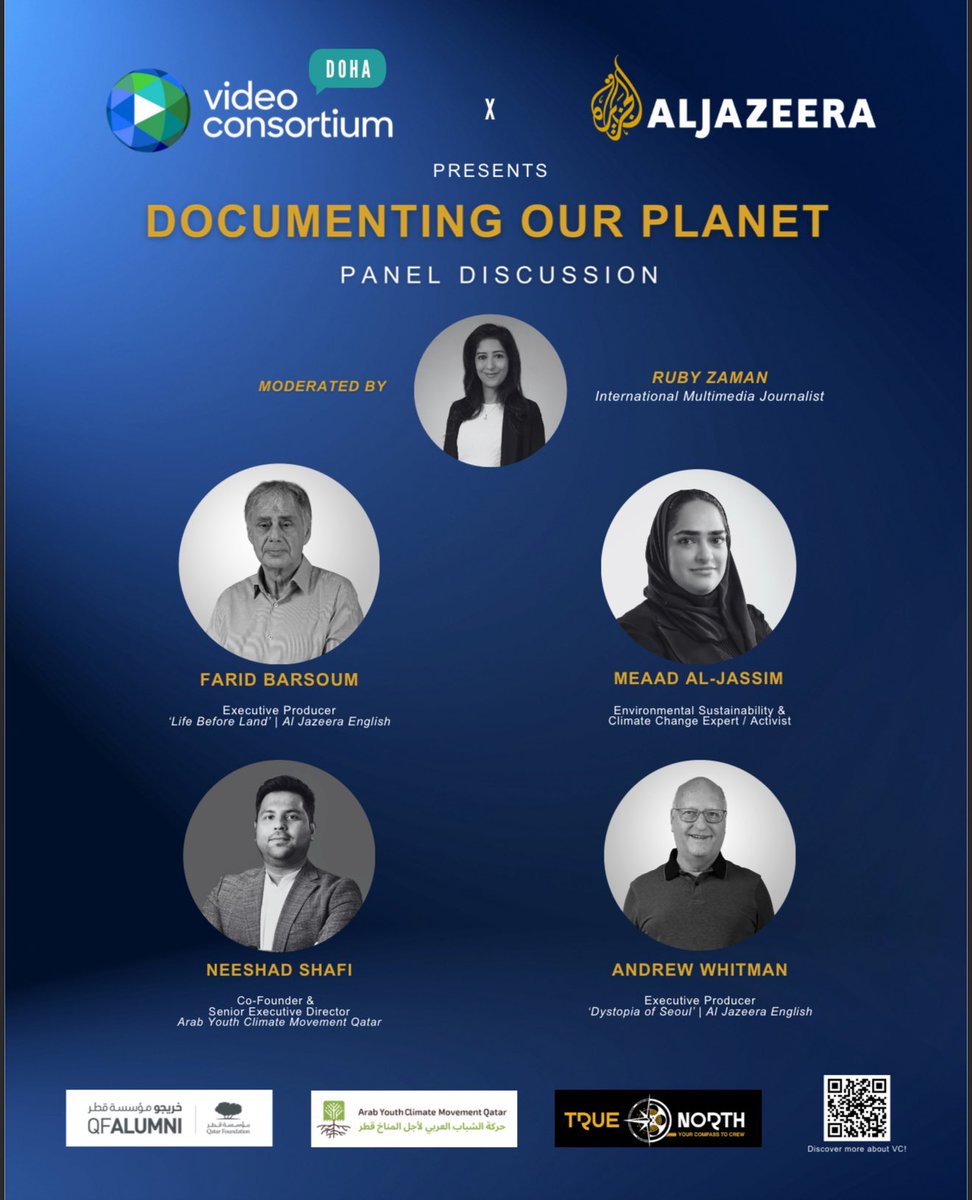 Proud to collaborate with <a href="/videoconsortium/">The Video Consortium</a> Doha—a global non-profit for non-fiction storytellers—warmly invites you to Documenting Our Planet, a special screening and panel event hosted in collaboration with <a href="/AJENews/">Al Jazeera Breaking News</a> and in partnership with QF Alumni, and TrueNorth Qatar.