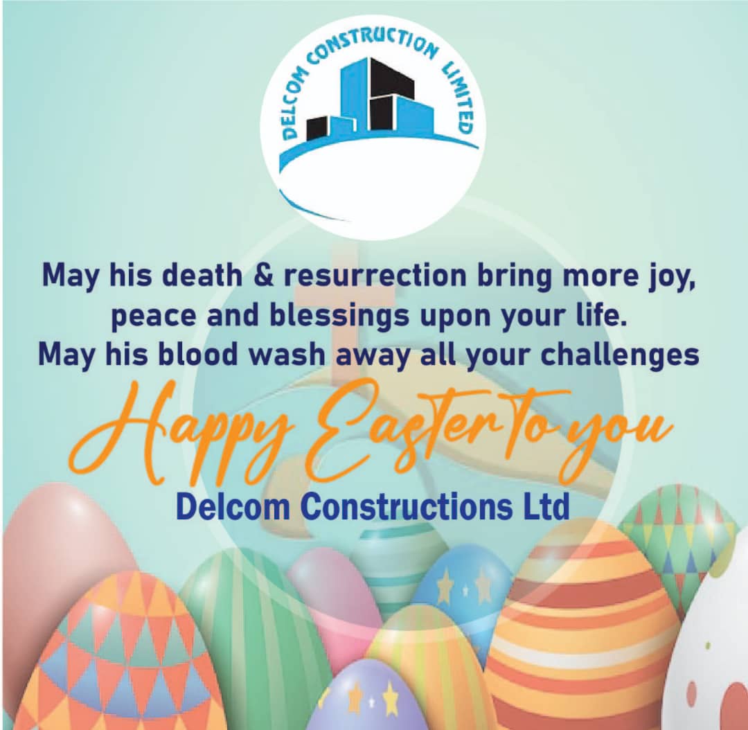 At Delcom Constructions, We wish each of you a blessed Easter season. To our friends, partners &amp; clients, May God bless you all <a href="/MinofHealthUG/">Ministry of Health- Uganda</a> , <a href="/UcuKampala/">UCU Kampala Campus</a> , <a href="/Makerere/">Makerere University</a> , <a href="/nbstv/">NBS Television</a> , <a href="/kyambogou/">KYAMBOGO UNIVERSITY</a> ,<a href="/Parliament_Ug/">Parliament of Uganda</a> ,<a href="/KCCAUG/">Kampala Capital City Authority (KCCA)</a>