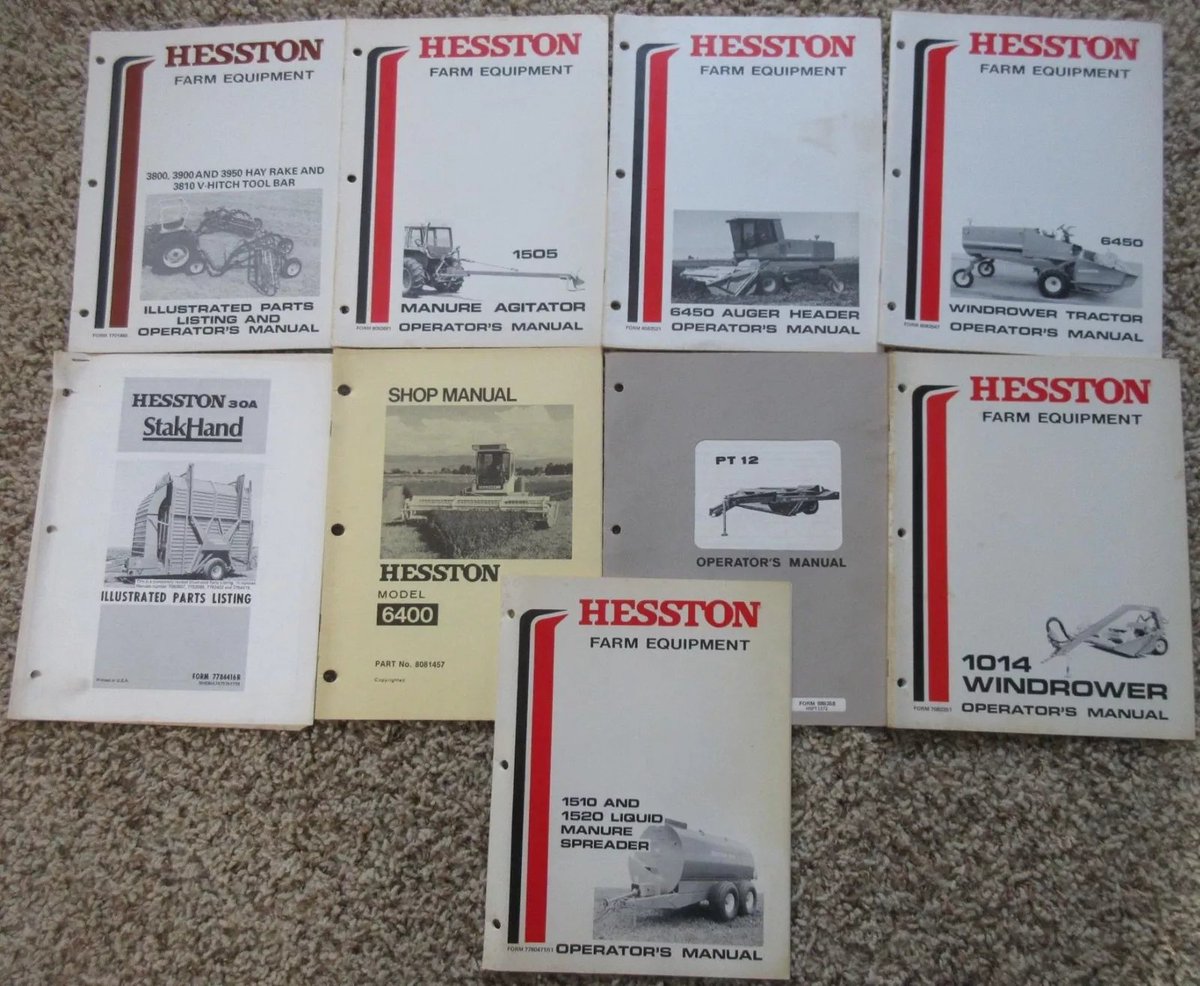 rusticrelics04's tweet photo. Lot ofHesston Farm Operators manuals: #manure spreader #stackhand #hayrake #windrower 6400 https://t.co/WCK3tahtgb #eBay via @eBay #farming #agtwitter #Farm #Manurespreader #Tractor #auger #mechainc #farmer #Manual  #agriculture #Hobbyfarm #farmequipment #Hesston #implement #sale https://t.co/qzKYZorRR5