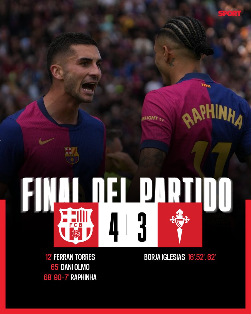 sport's tweet photo. 😉 Así se hace una remontada... El Barça reacciona a tiempo y consigue tres puntos importantísimos para acercarse cada vez más al título de liga https://t.co/TWuaFzzmOT