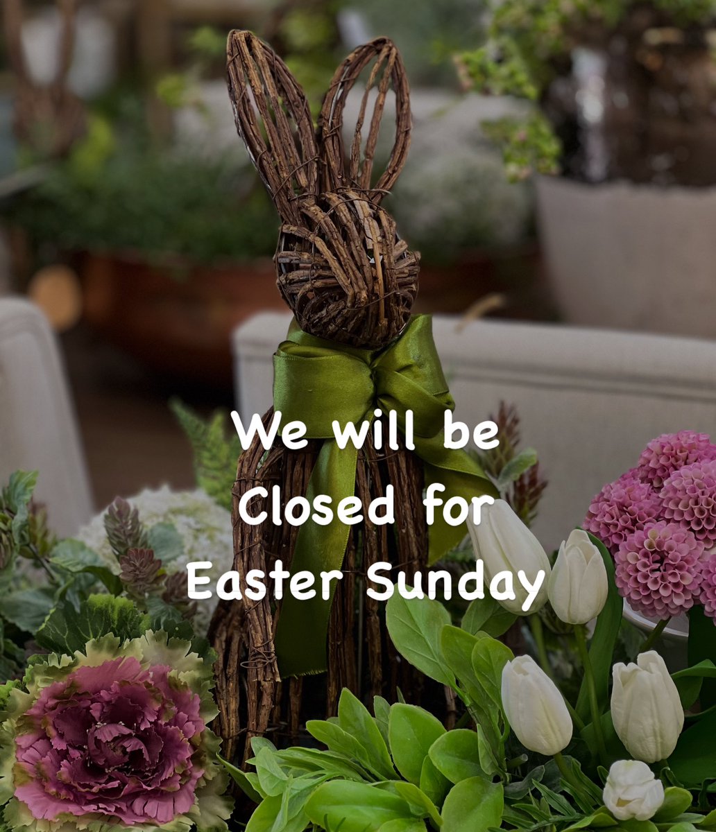 We’ll be closed Sunday, April 20 for Easter 💐✝️💐 Enjoy the beautiful day! ☀️