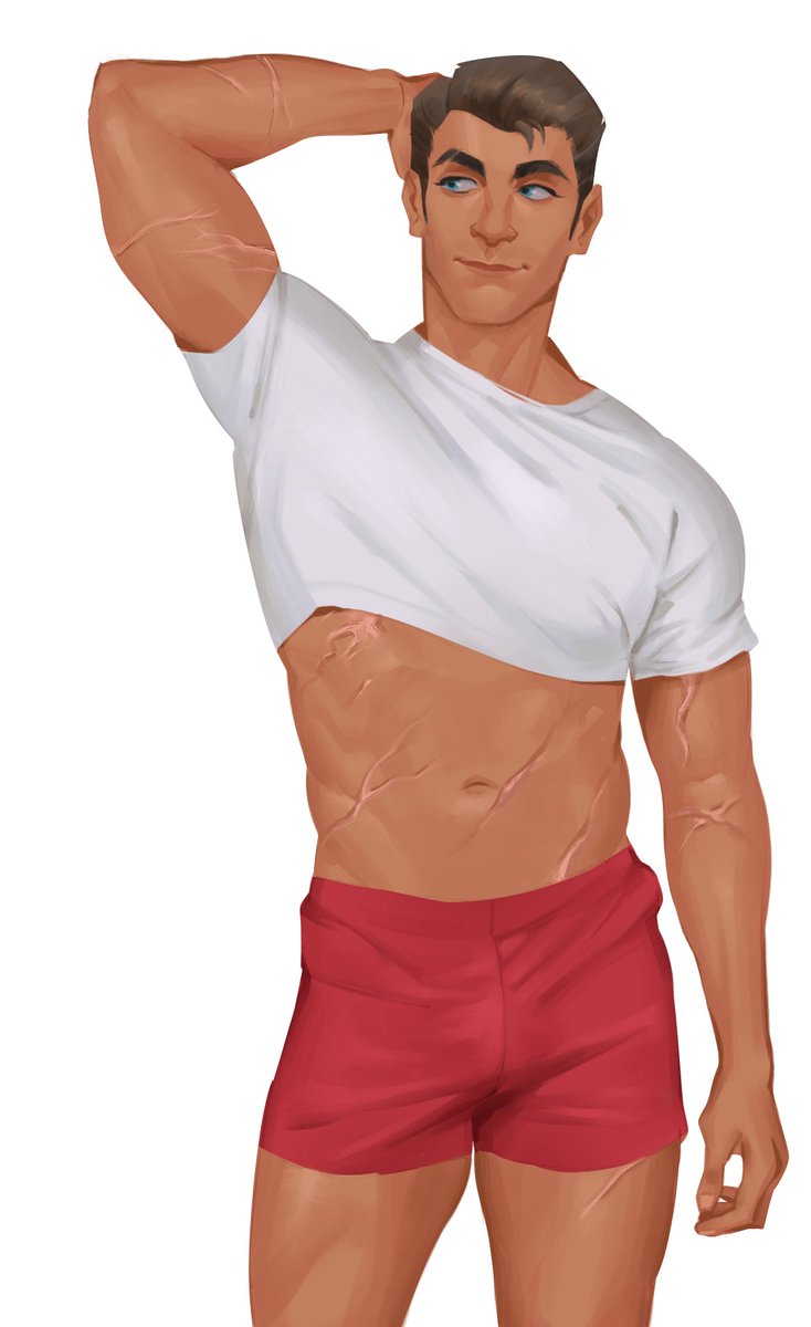 my fav giopara doodle, no thought behind those eyes. 

added some scars cause viktor is giving him a hard time