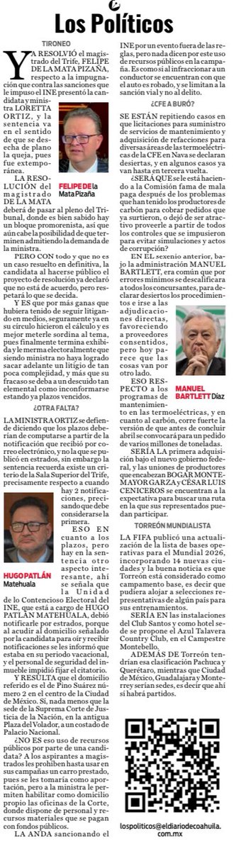 Ministra que es candidata registra ante el INE como domicilio propio el edificio de la Corte en CDMX, un evidente uso de recursos públicos en su campaña que es tolerado por las autoridades. Los detalles hoy en LOS POLÍTICOS de EL DIARIO de Coahuila