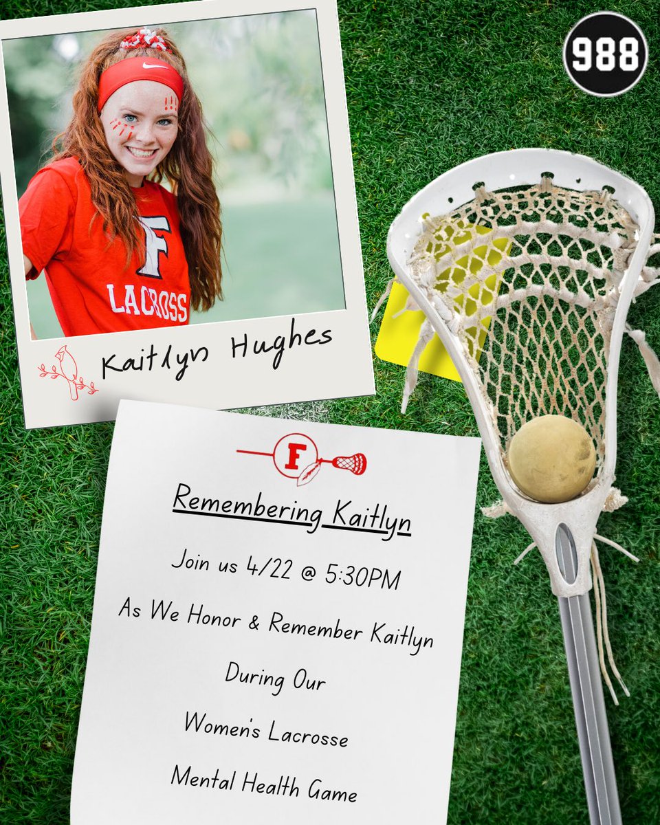 Join us as we honor and remember former student and lacrosse player Kaitlyn Hughes at our Women’s Lacrosse #MentalHealth game on 4/22 @ 5:30PM #YouMatter #MentalHealthMatters