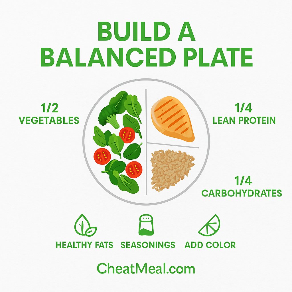 CheatMealtv's tweet photo. 🍽️ Unsure about a healthy plate? Start here:  
✅ Half veggies  
✅ Quarter lean protein  
✅ Quarter carbs  
➕ Add healthy fats &amp; flavor 💚  

Simple. Satisfying. Sustainable.  
More tips at https://t.co/KRwVVe7ysR  

#CheatMeal #BalancedPlate #HealthyEating #NutritionTips https://t.co/Ra0dWiTxqM
