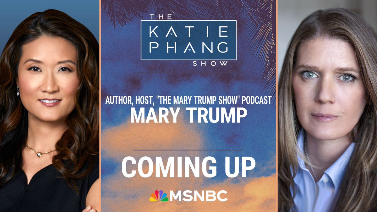 The Katie Phang Show (@katiephangshow) on Twitter photo 100 days of chaos? Psychologist and author, <a href="/MaryLTrump/">Mary L Trump</a> joins <a href="/KatiePhang/">Katie Phang</a> next, to share her thoughts on her uncle’s second term and what she believes is coming next. Don't miss it! 100 days of chaos? Psychologist and author, <a href="/MaryLTrump/">Mary L Trump</a> joins <a href="/KatiePhang/">Katie Phang</a> next, to share her thoughts on her uncle’s second term and what she believes is coming next. Don't miss it!